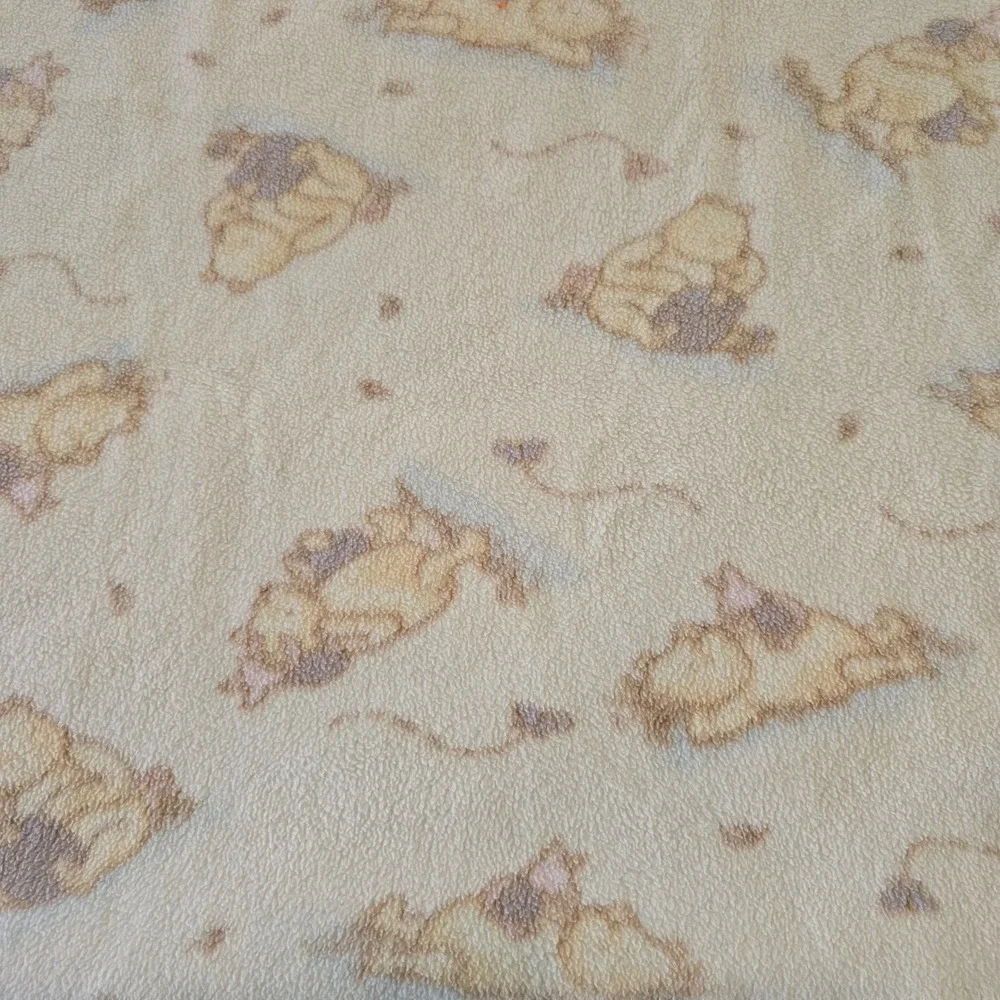 Classic Pooh Winnie the‎ Pooh Piglet Baby Blanket Vintage Cream Tan Fleece 39x28